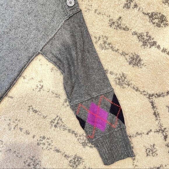 Juicy Couture Charcoal Grey Wool Blend Sweater Dress 3/4 Sleeve Argyle Print - Picture 6 of 11